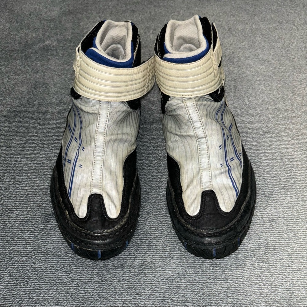 Asics Black and White Athletic Shoes with Blue Accents